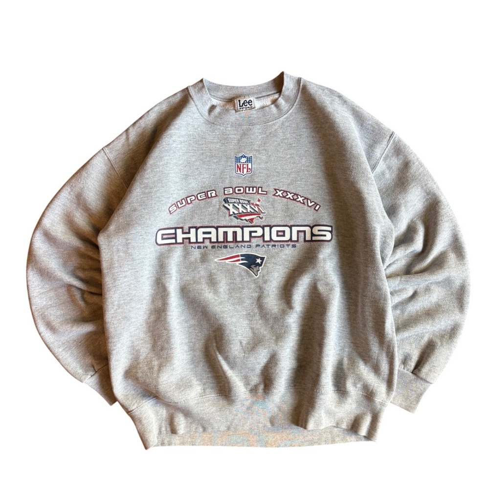 Vintage 2002 Super Bowl XXVI Tom Brady MVP Crewneck New England Patriots Lee